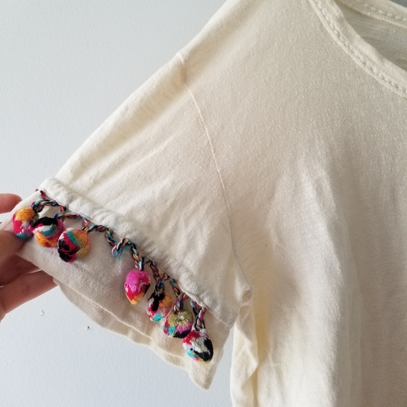 Anthropologie Lilka Cream Pom Pom Tee - Picture 3 of 9